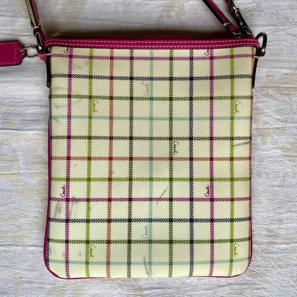 Coach Heritage Tattersall Pink Plaid Crossbody Bag - Picture 6 of 16
